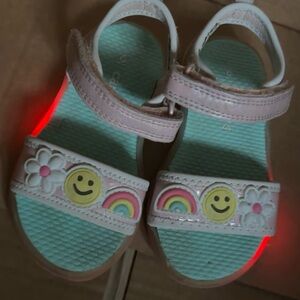 Sz 6 Light-Up Carters Sandals Toddler Girls Smiley Face Rainbow Flower